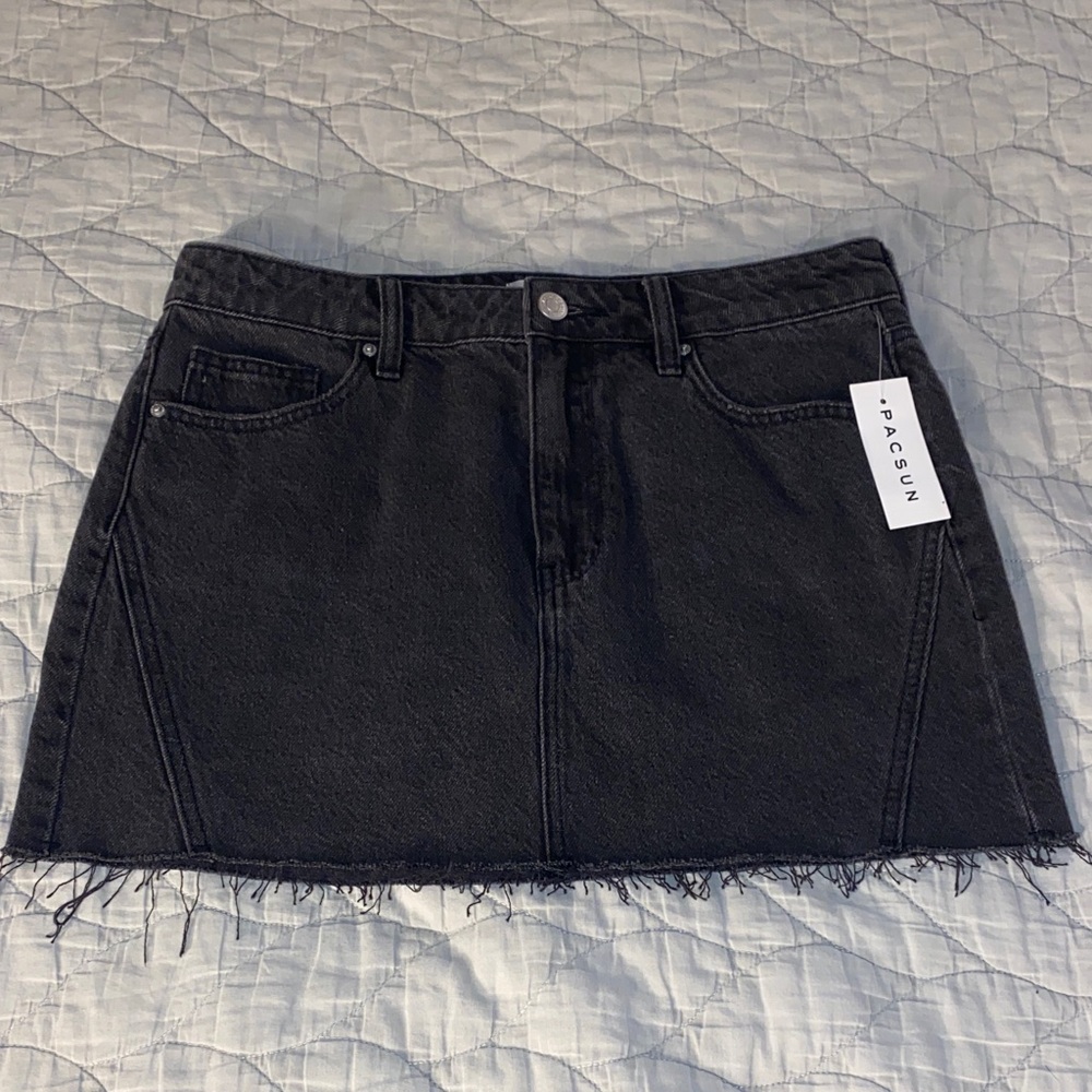 PacSun Charcoal Frayed Hem Mini Skirt
